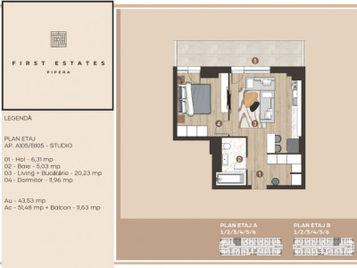 Studio dublu, 55 mp, etaj 2, bloc nou, investitie, zona Pipera Voluntari