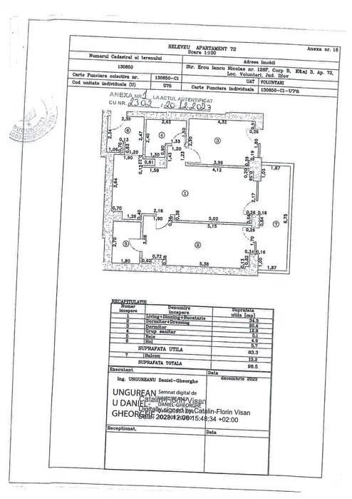 Apartament 3 camere, prima inchiriere, Cortina 126 Iancu Nicolae