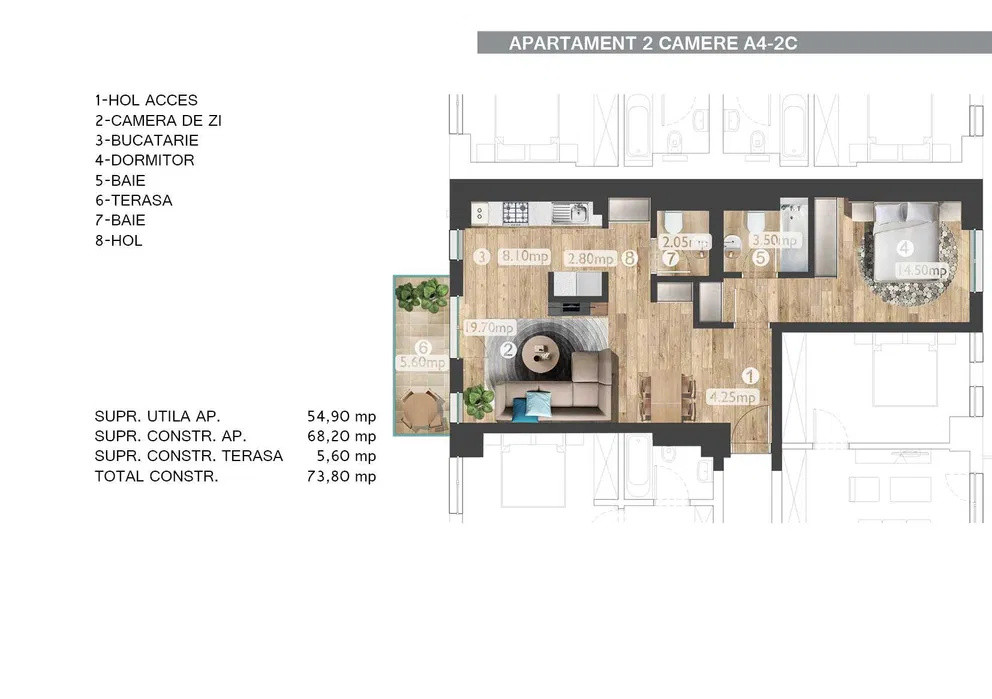de inchiriat apartament 2 camere Belvedere Residences, Pipera