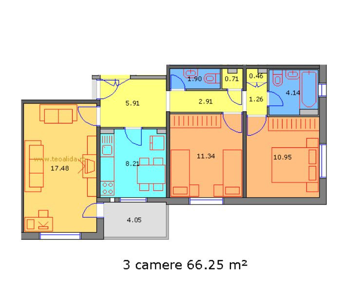 de inchiriat apartament 3 camere zona Dristor