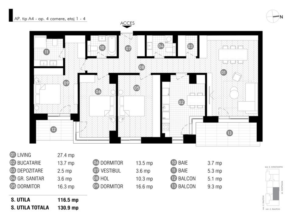 Apartament 4 camere bloc nou Aviatiei