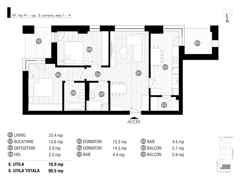 Apartament 3 camere Aviatiei bloc nou 