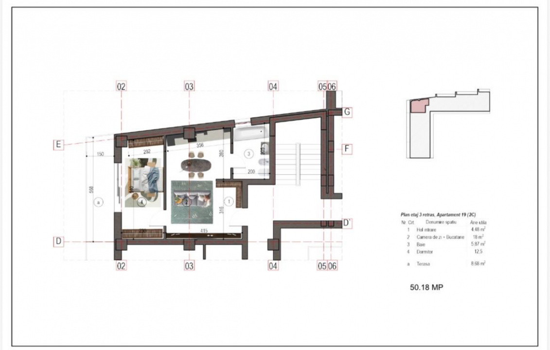 Apartament 2 camere, 50 mp, terasa, bloc nou, zona Nicolae Grigorescu