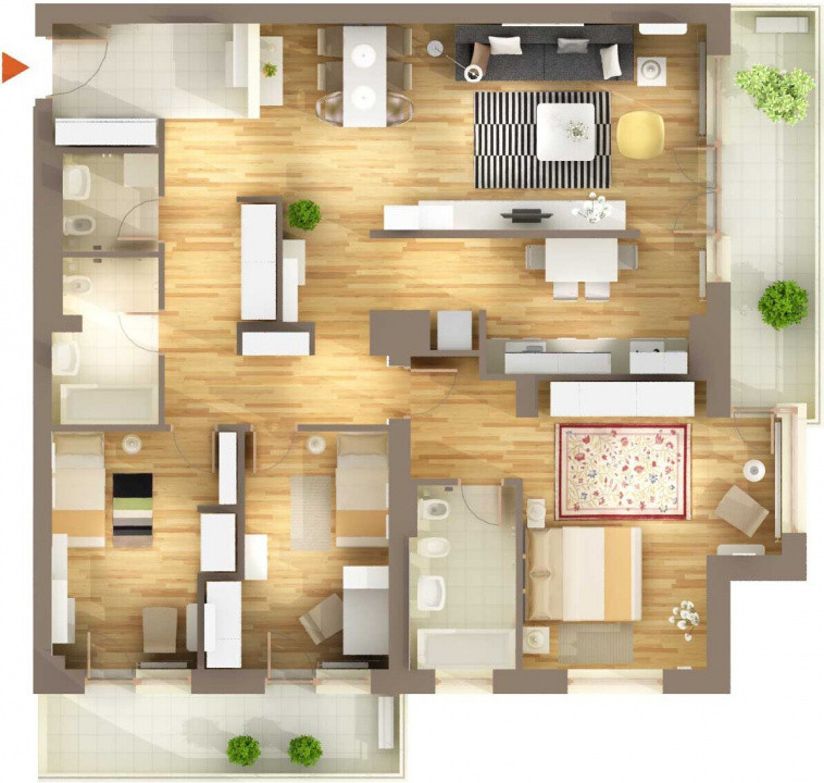 De închiriat apartament 4 camere - Băneasa – Complex Privighetorilor