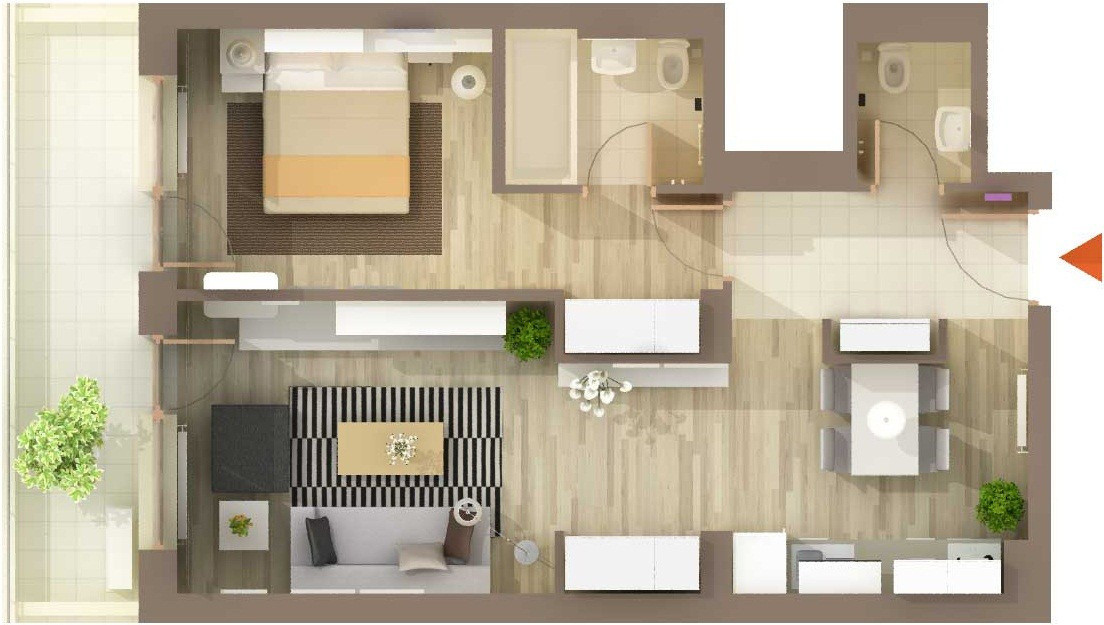 Apartament 2 camere, bucătărie open space - Băneasa - Privighetorilor Residence