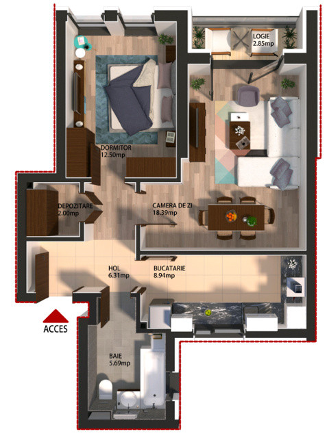 Apartament 2 camere AppTown North | design modern, luminos