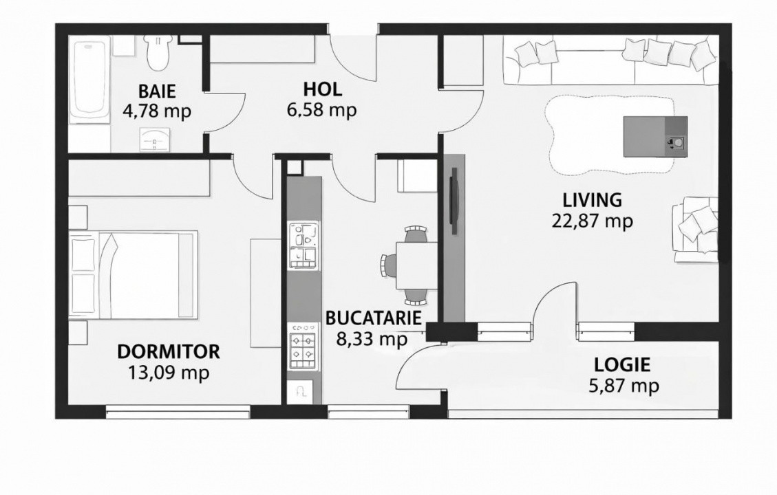 Apartament 2 camere modern, bloc 2020, etaj 2/3, parcare inclusă – 1 Decembrie 1