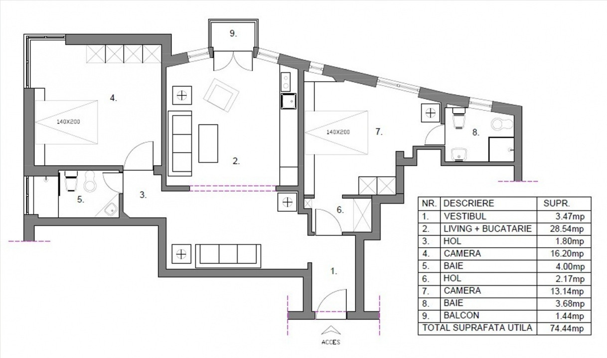 Apartament 3 camere Piața Romană