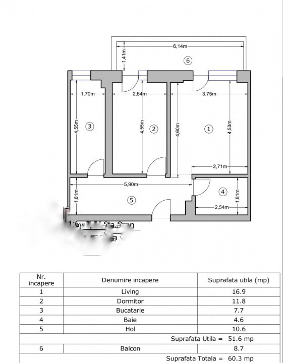 Apartament 2 camere de închiriat în zona Lacul Morii