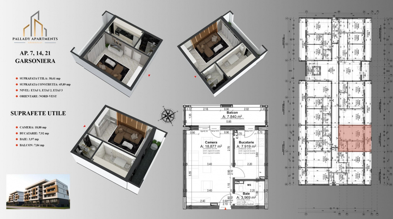 Apartament 2 camere, 63 mp, etaj 1, bloc nou, centrala, parcare, zona Pallady