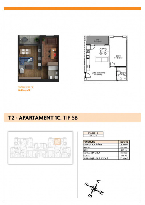 Studio spațios | 53,5 mp | Proiect nou | Metrou Aparatorii Patriei